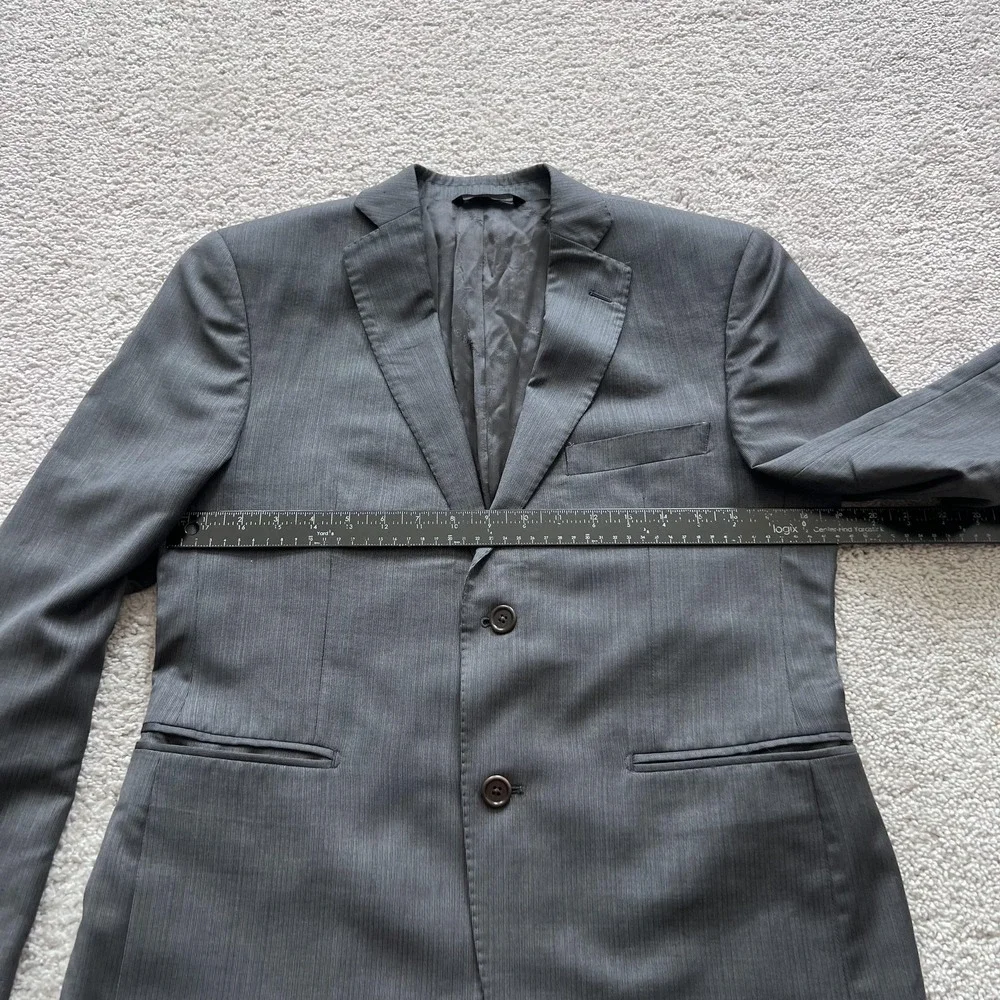 Ermenegildo Zegna Saks Fifth Avenue Suit Jacket Mens 38 Gray Wool Silk Trim Fit